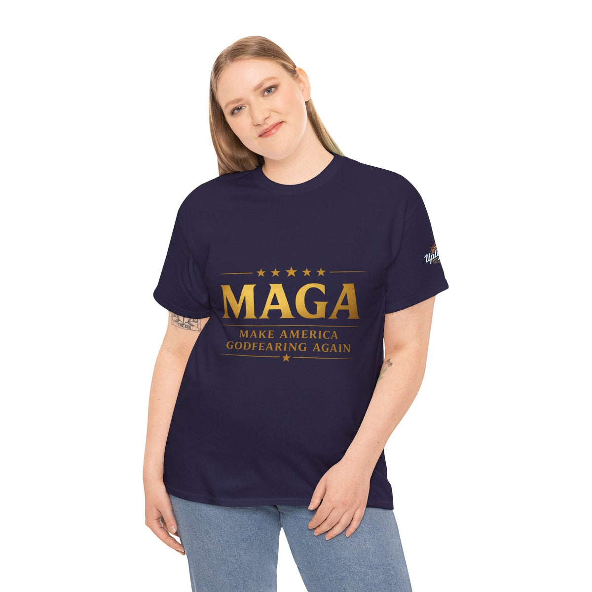 MAGA Gold Letter T-Shirt — "Make America Great Again" Printify