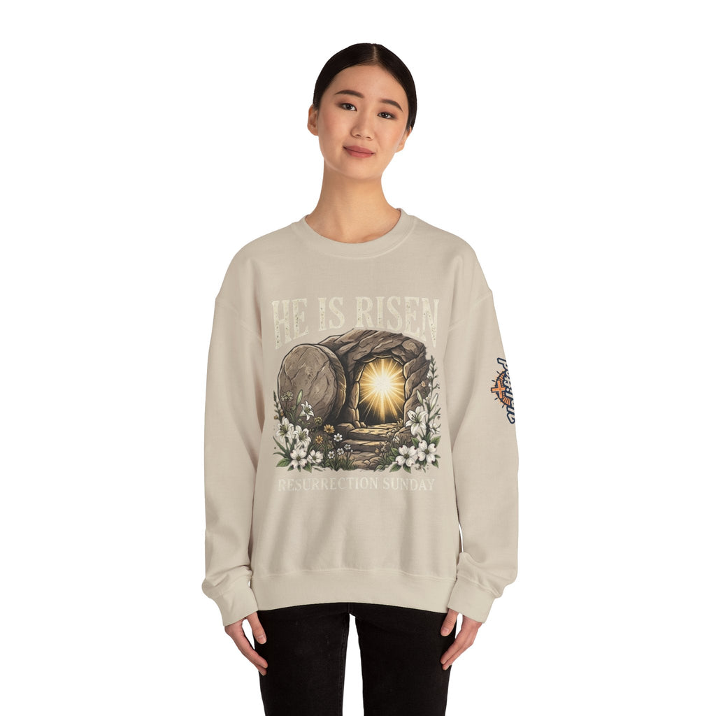 He Is Risen Sweatshirt — Jesus Christ Resurrection Easter Sweatshirt Printify