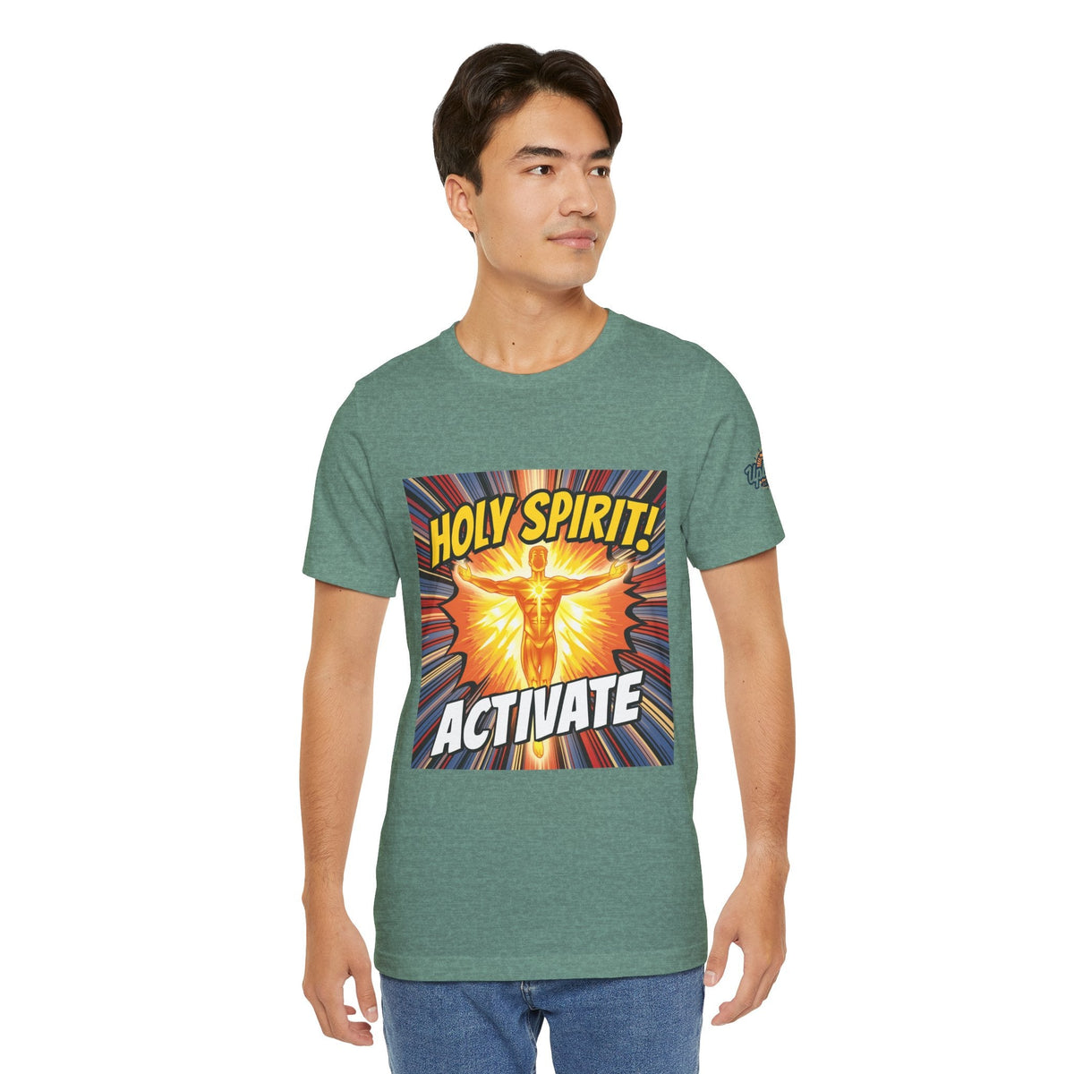 Holy Spirit Activate T-shirt – Superhero Christian T-shirt with Vibrant Power-Up Design for Faith-Fueled Boldness Printify