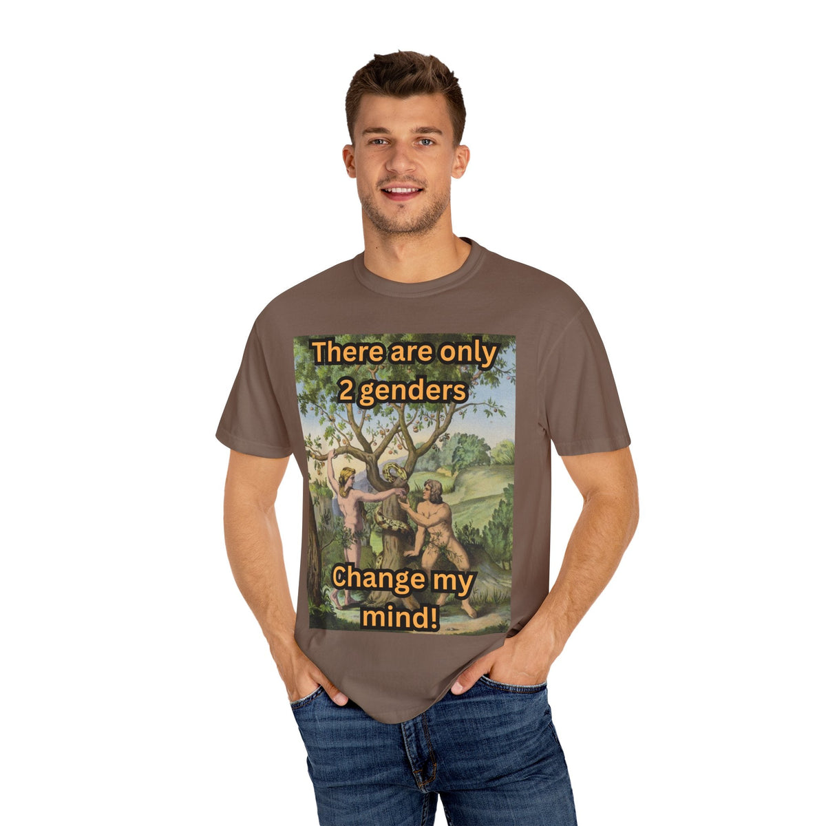 There Are Only 2 Genders T-Shirt – Adam & Eve Cross Christian Tee for Bold Faith Printify