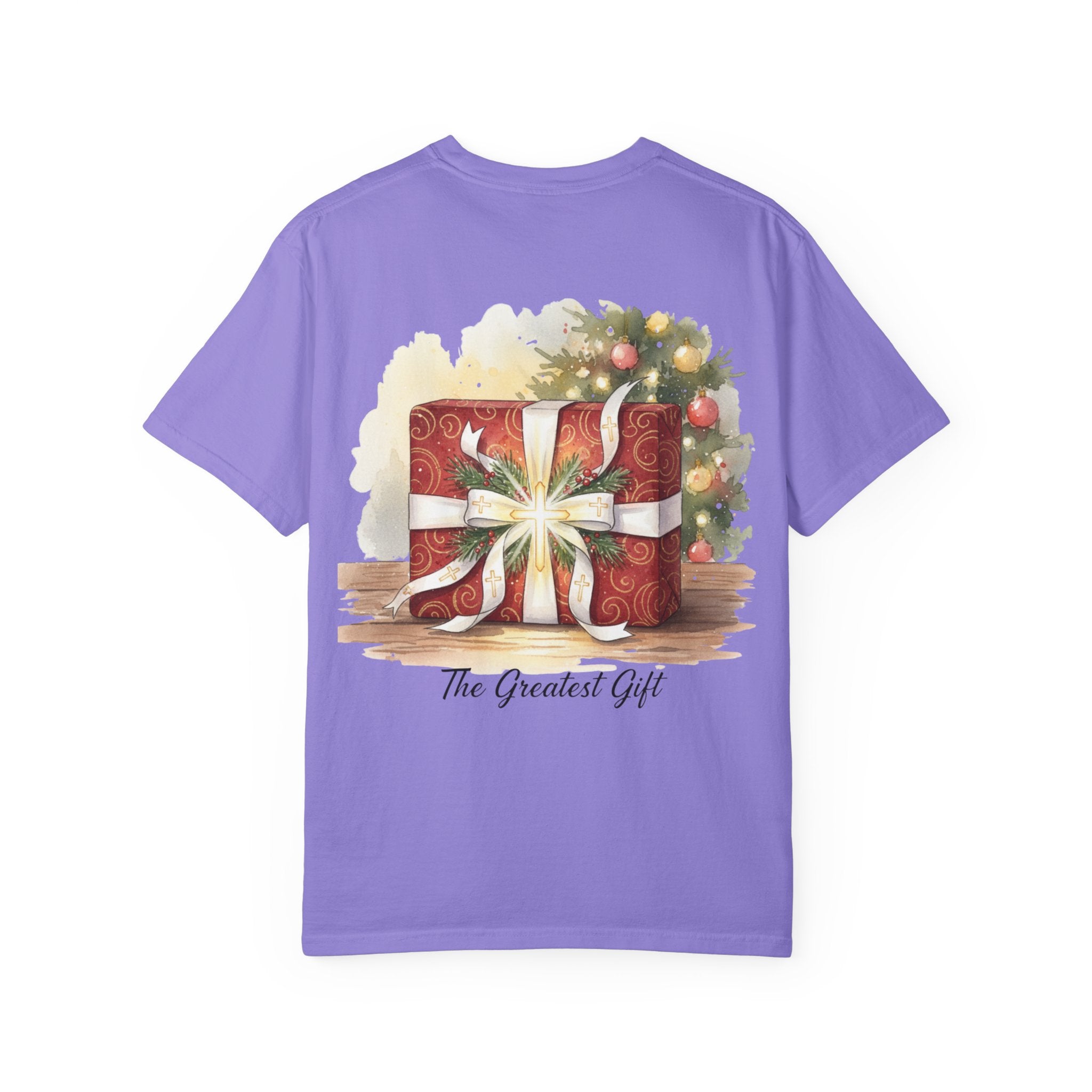 The Greatest Gift T-shirt – Cross Bow Present Christian T-shirt for Christmas Salvation & Eternal Faith Printify