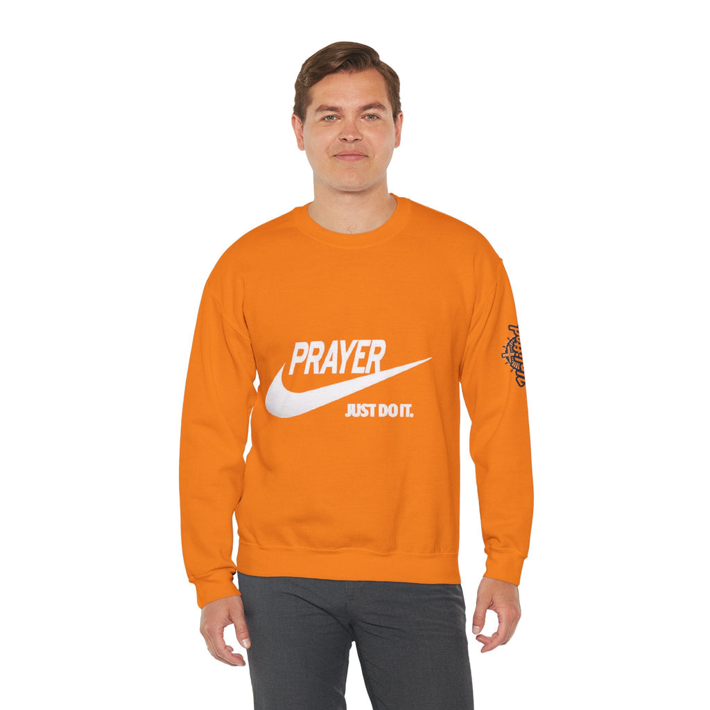 Prayer Just Do It Sweatshirt - Funny Christian Nike Parody Sweatshirt - Faith Gear Printify