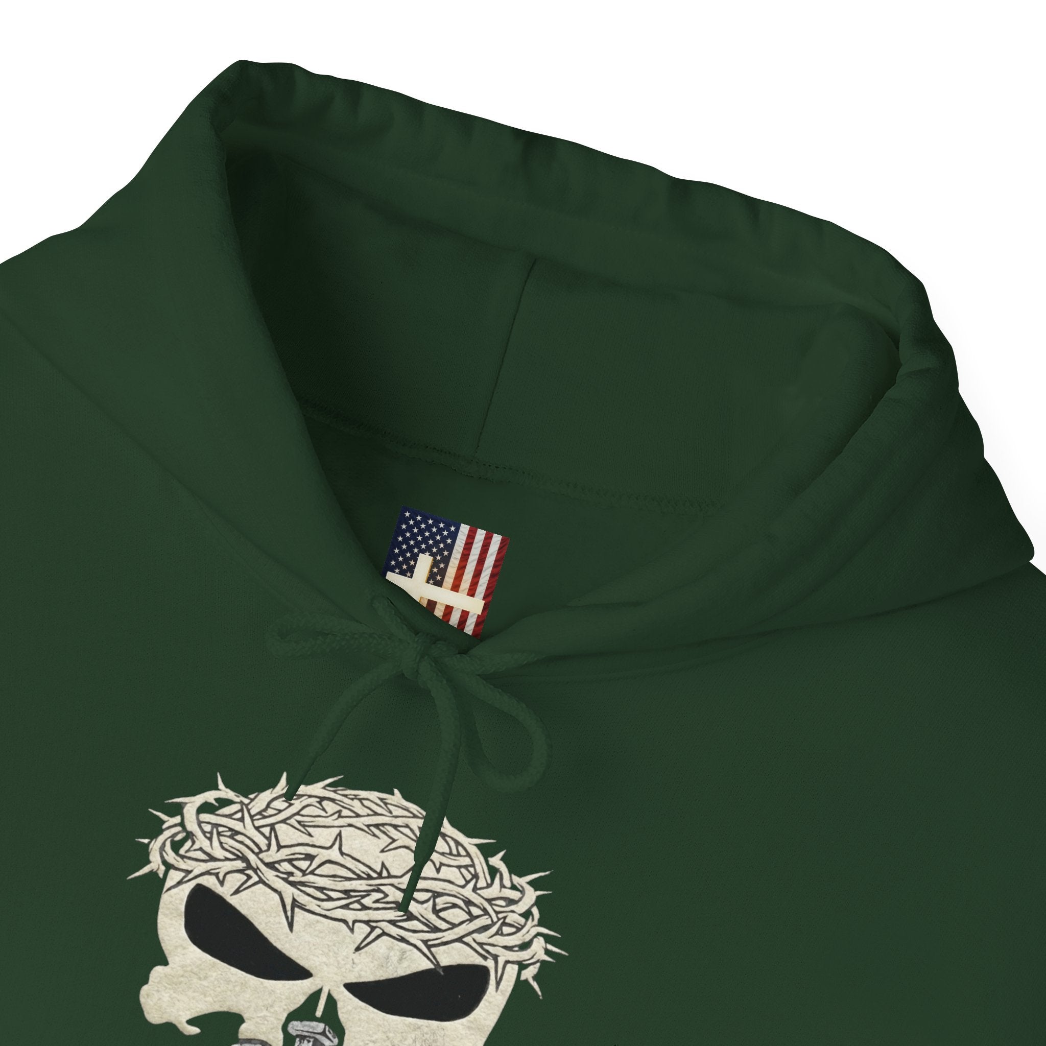 Christian Skull Hoodie - Crown of Thorns & Nails - Warrior Faith Hoodie Printify
