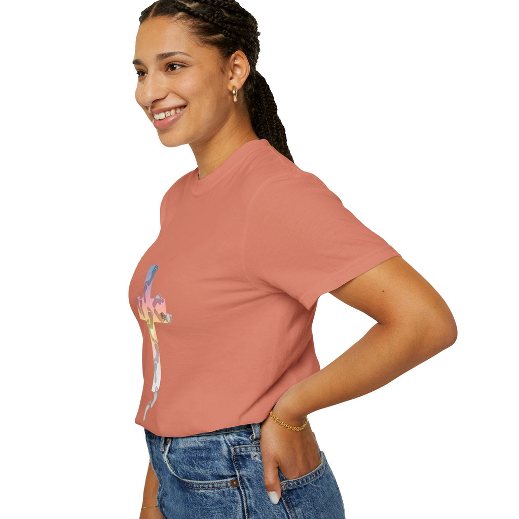 Walk by Faith T-Shirt – Cross & Footprints Christian Tee for Bold Believers Printify