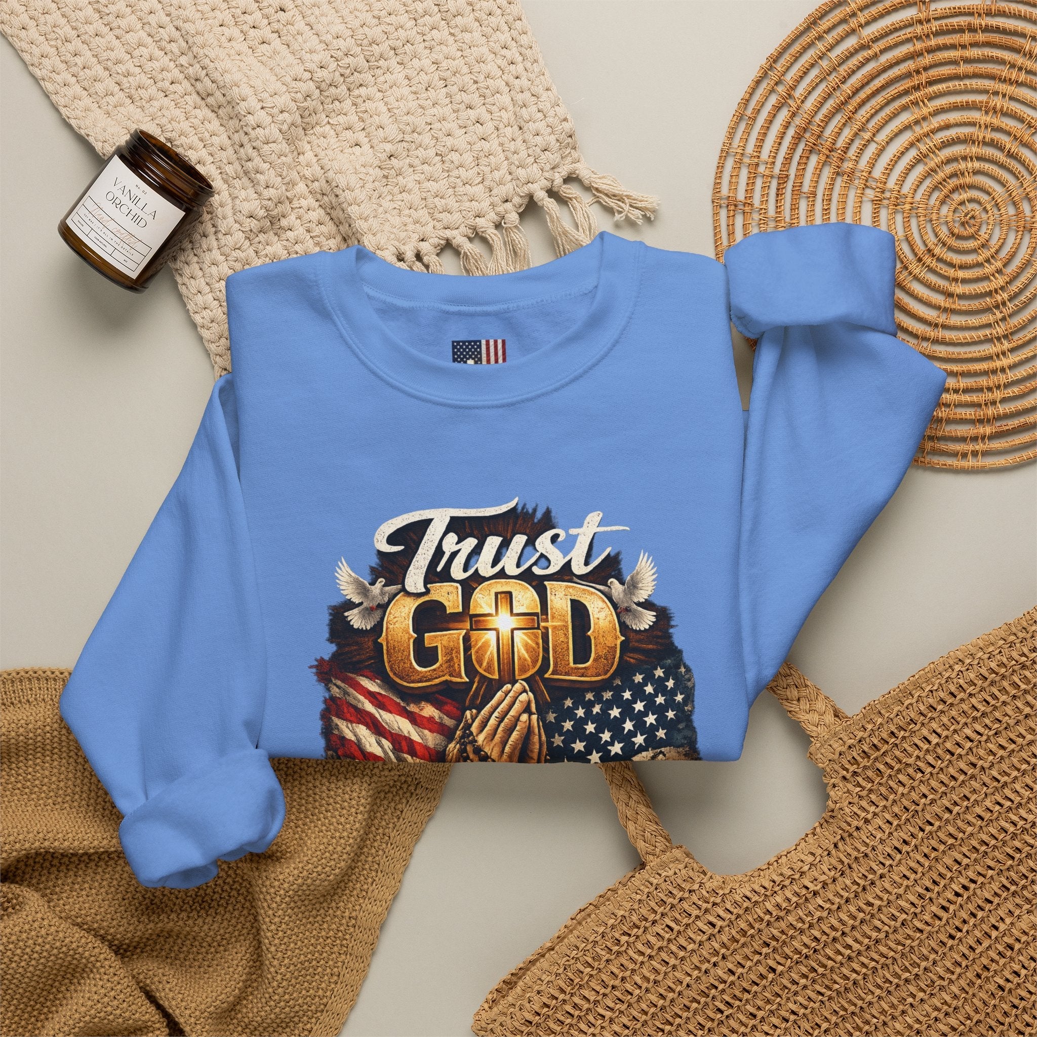 Trust God Not Government Sweatshirt — Vintage Patriotic Christian Sweatshirt Printify