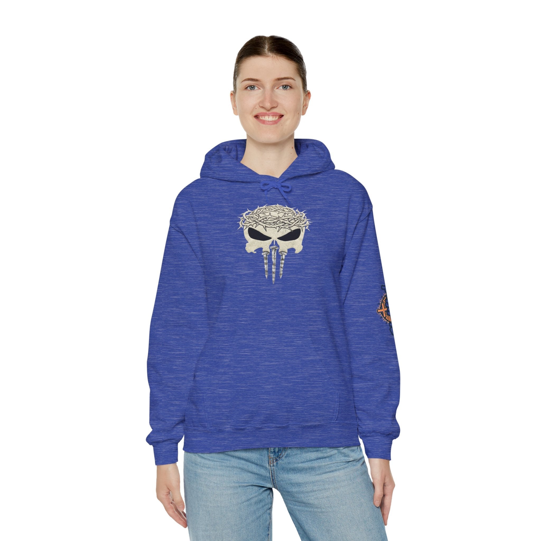 Christian Skull Hoodie - Crown of Thorns & Nails - Warrior Faith Hoodie Printify