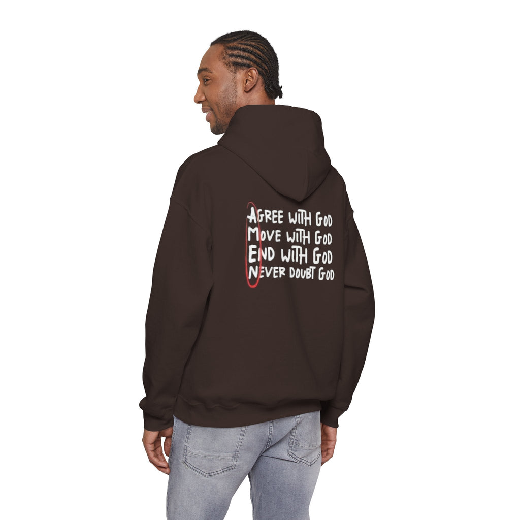 AMEN Acronym Hoodie – Agree with God Move with God End with God Never Doubt God Christian Sweatshirt for Unwavering Faith Printify