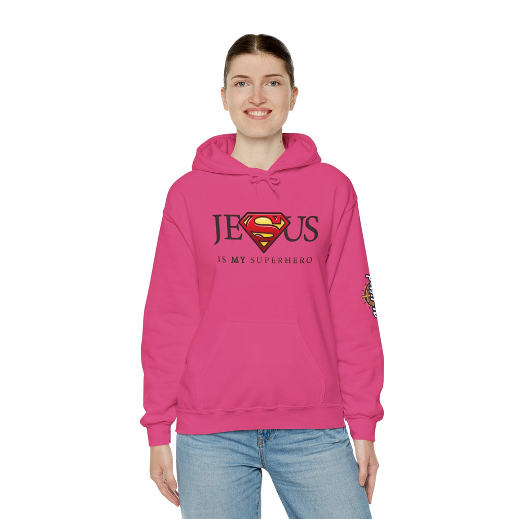 Jesus Is My Superhero Hoodie — Christian Faith Graphic Pullover Printify