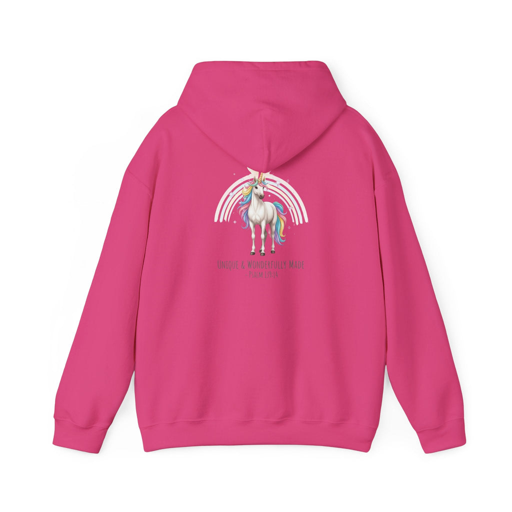 Unique Unicorn Hoodie – Rainbow Cross Psalm 139:14 Christian Hoodie for Wonderfully Made Printify