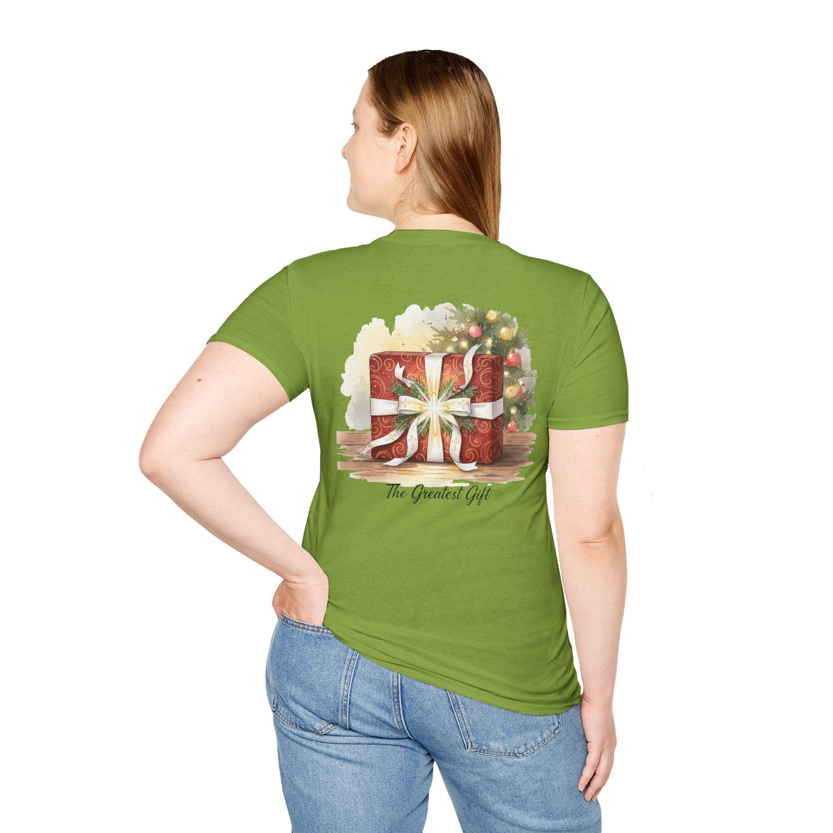 The Greatest Gift T-shirt – Cross Bow Present Christian T-shirt for Christmas Salvation & Eternal Faith Printify