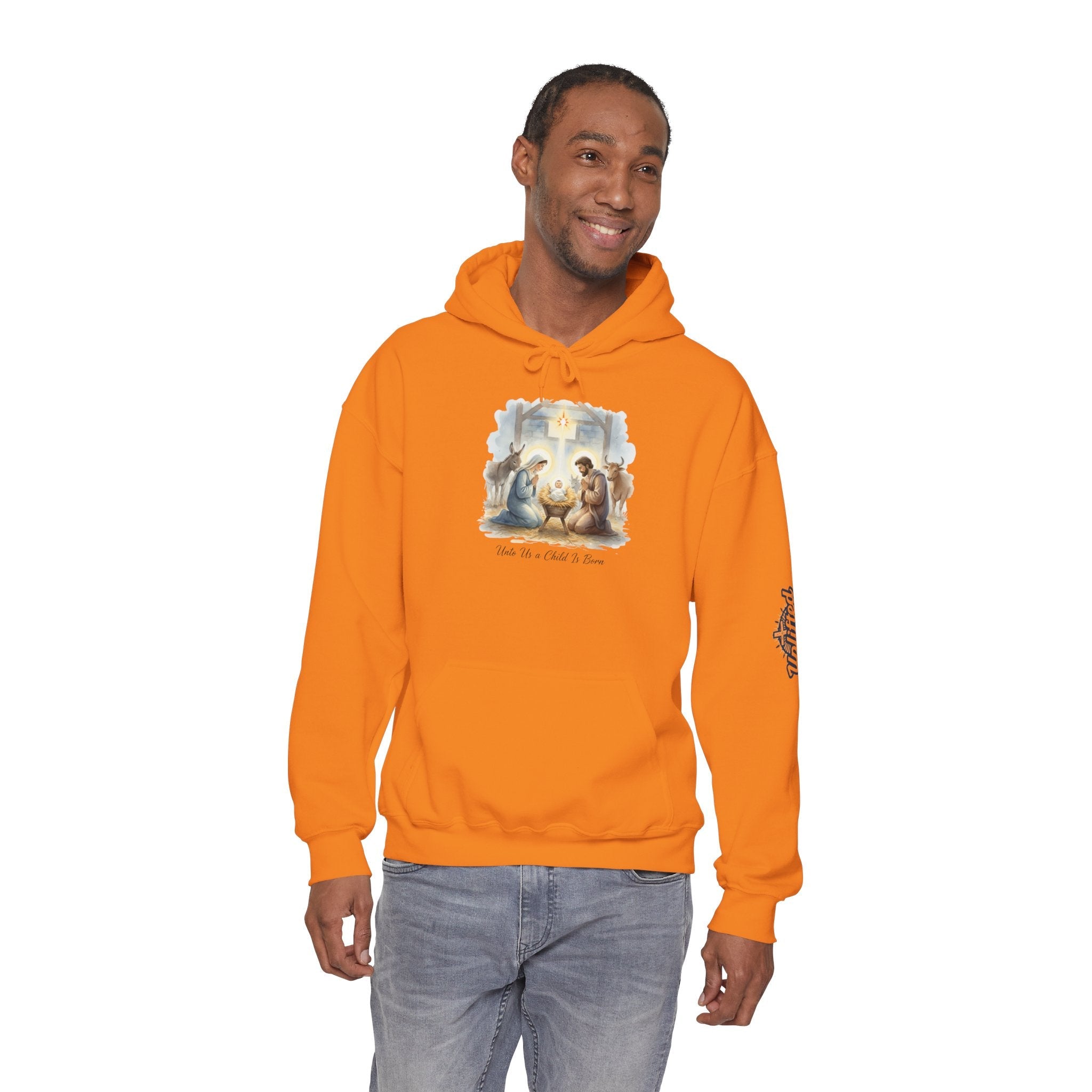 Unto Us a Child is Born Hoodie – Isaiah 9:6 Nativity Manger Scene Christian Christmas Sweatshirt for Holy Night Faith Printify