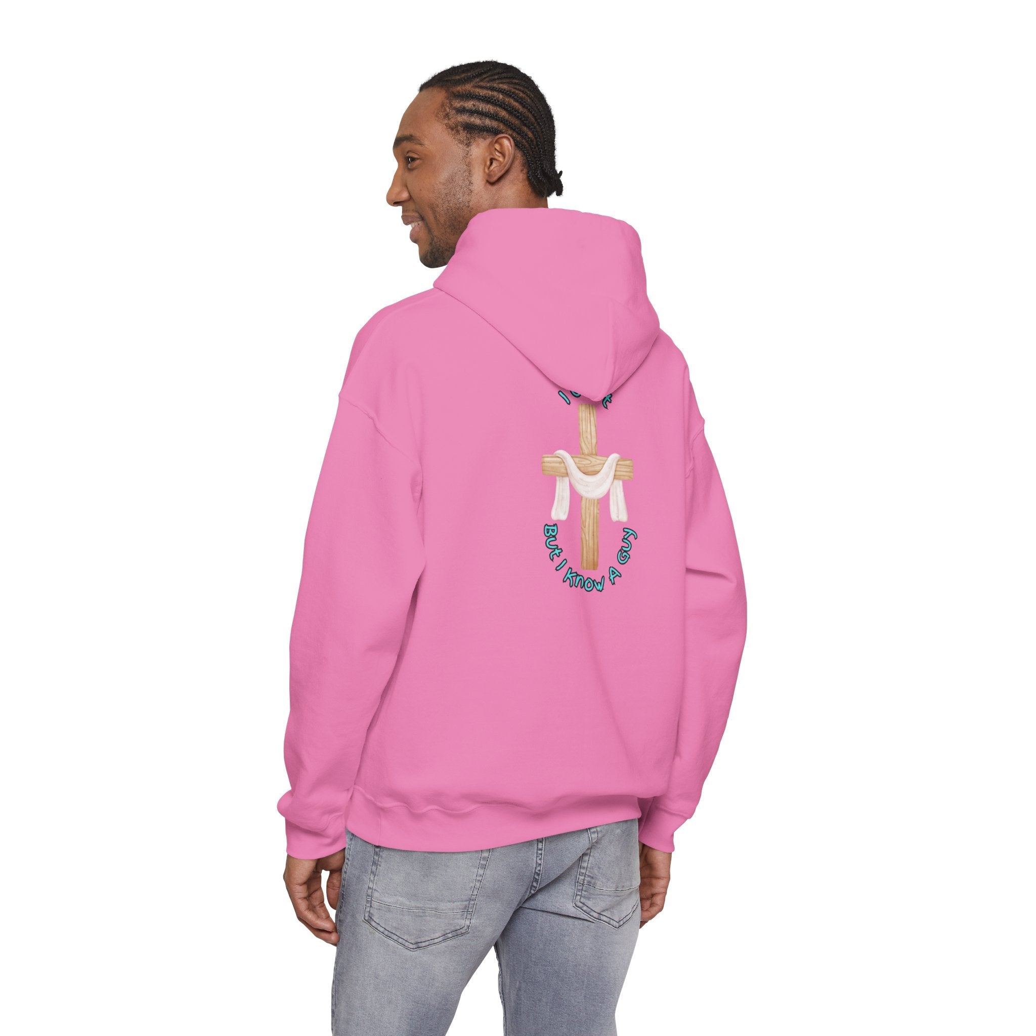 I Can’t, But I Know a Guy Hoodie – Jesus Cross Christian Hoodie for Cozy Faith Printify