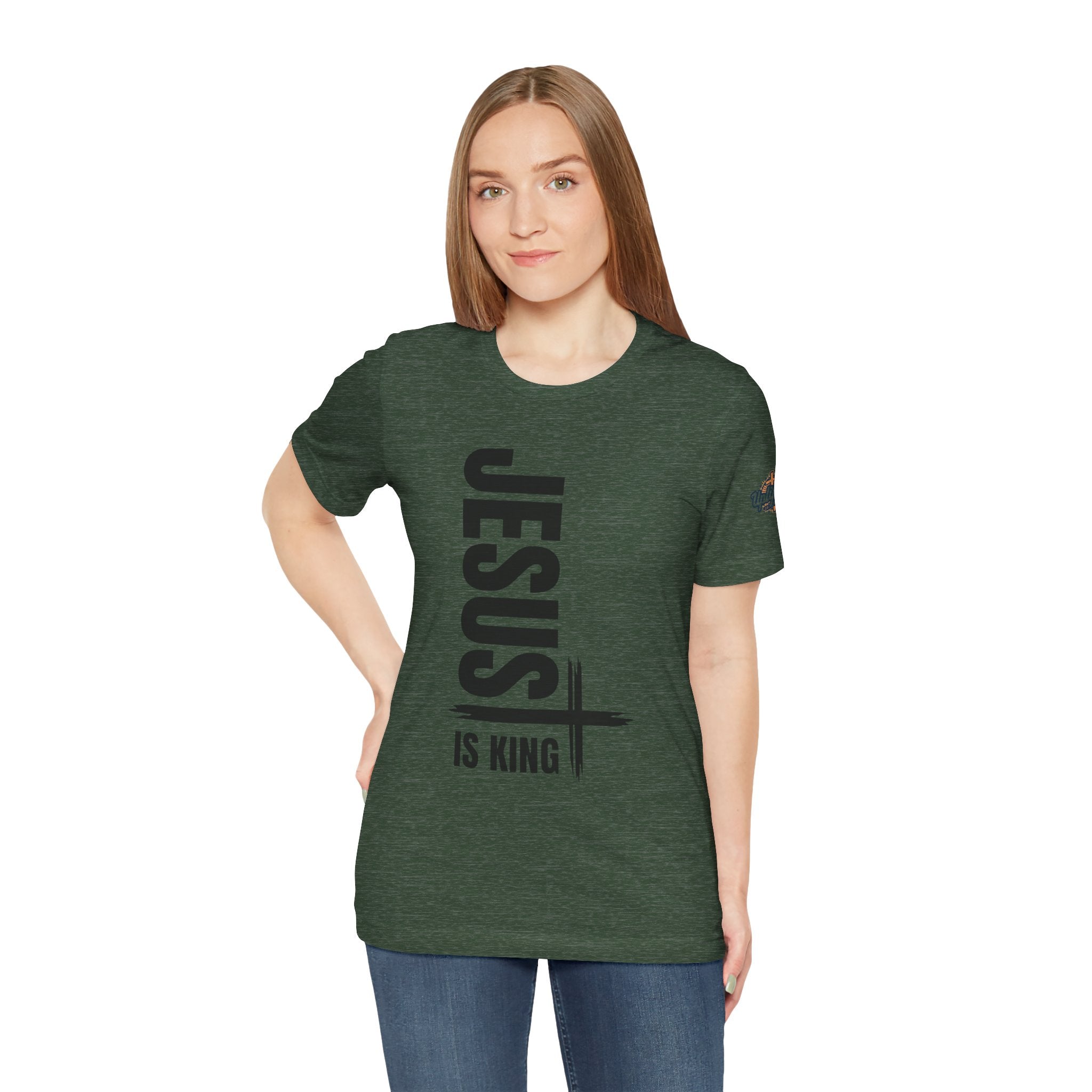 Jesus Is King T-shirt | Modern Typographic Cross Christian T-shirt Printify