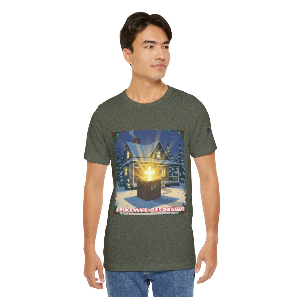 A Major Award This Christmas T-shirt – Fragile Leg Lamp Parody Cross Unboxing Christian T-shirt for Hilarious Faith & Holiday Glow Printify
