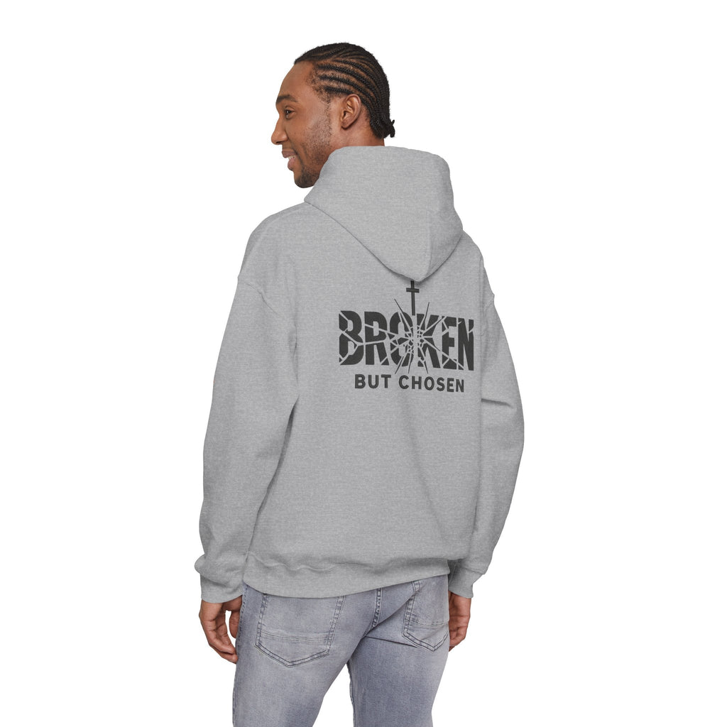 Broken But Chosen Hoodie — Christian Faith Graphic Sweatshirt Printify