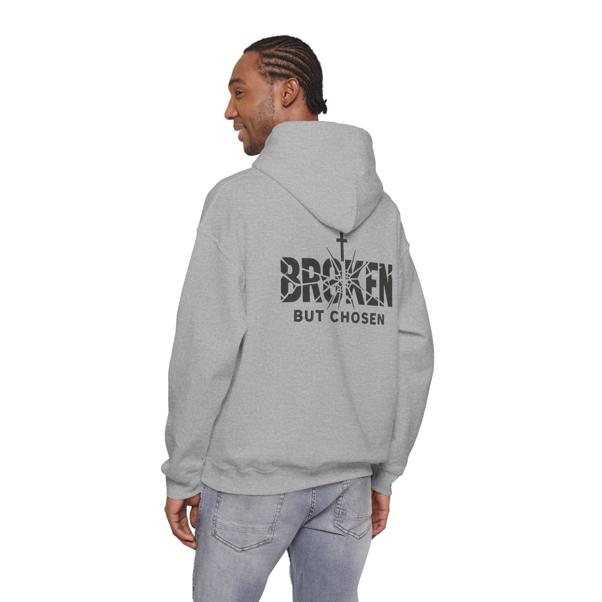 Broken But Chosen Hoodie — Christian Faith Graphic Sweatshirt Printify