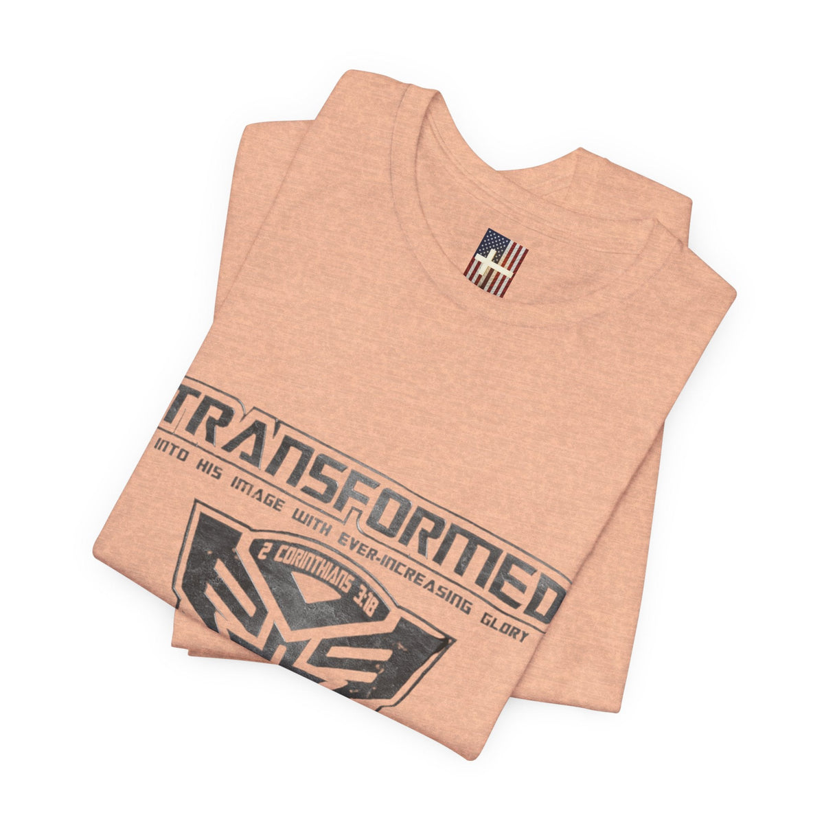Transformer Logo Christian T-shirt | 2 Corinthians 3:18 Bible Verse T-shirt Printify