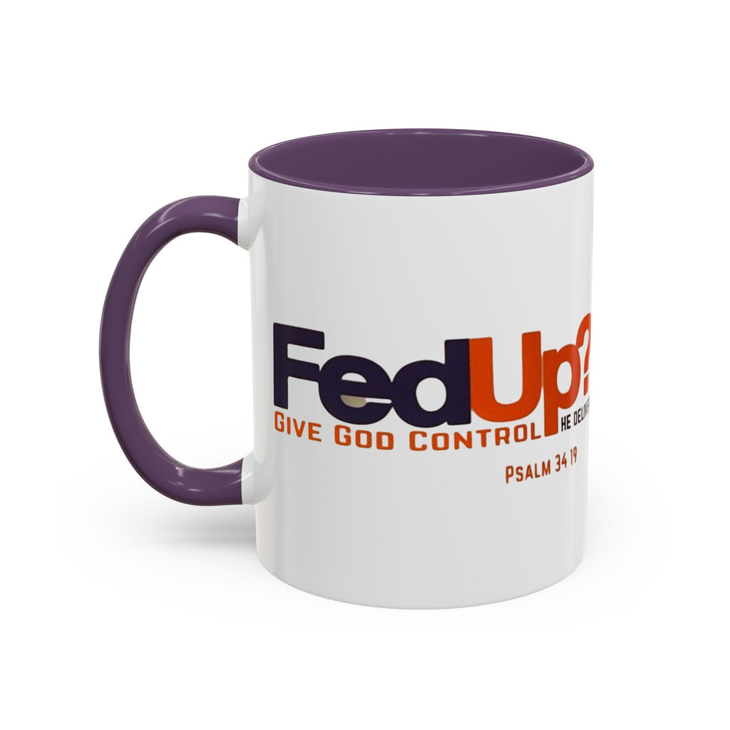 Funny Christian Coffee Mug — “Give God Control, HE Delivers” Accent Mug (11/15oz) Printify