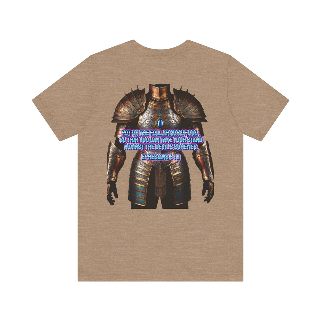 Religious Graphic Tee with Armor Of God Design Unisex Jersey Short Sleeve Tee Printify