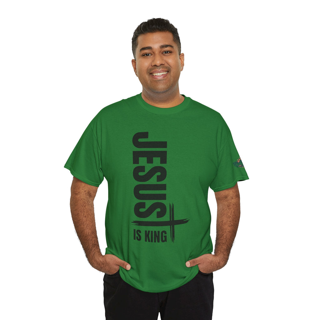 Jesus Is King T-shirt | Modern Typographic Cross Christian T-shirt Printify