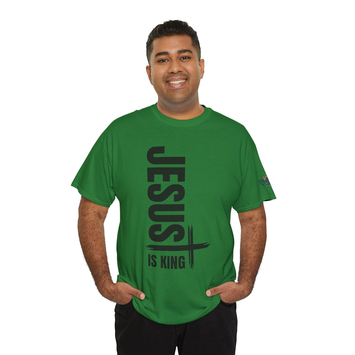 Jesus Is King T-shirt | Modern Typographic Cross Christian T-shirt Printify