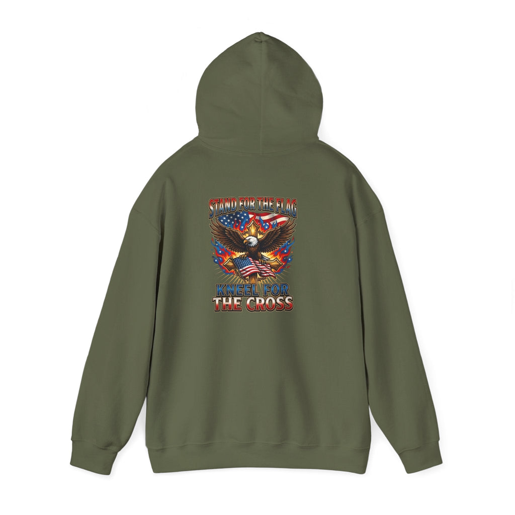 Stand for the Flag Kneel for the Cross Hoodie | Patriotic Eagle Hoodie Printify