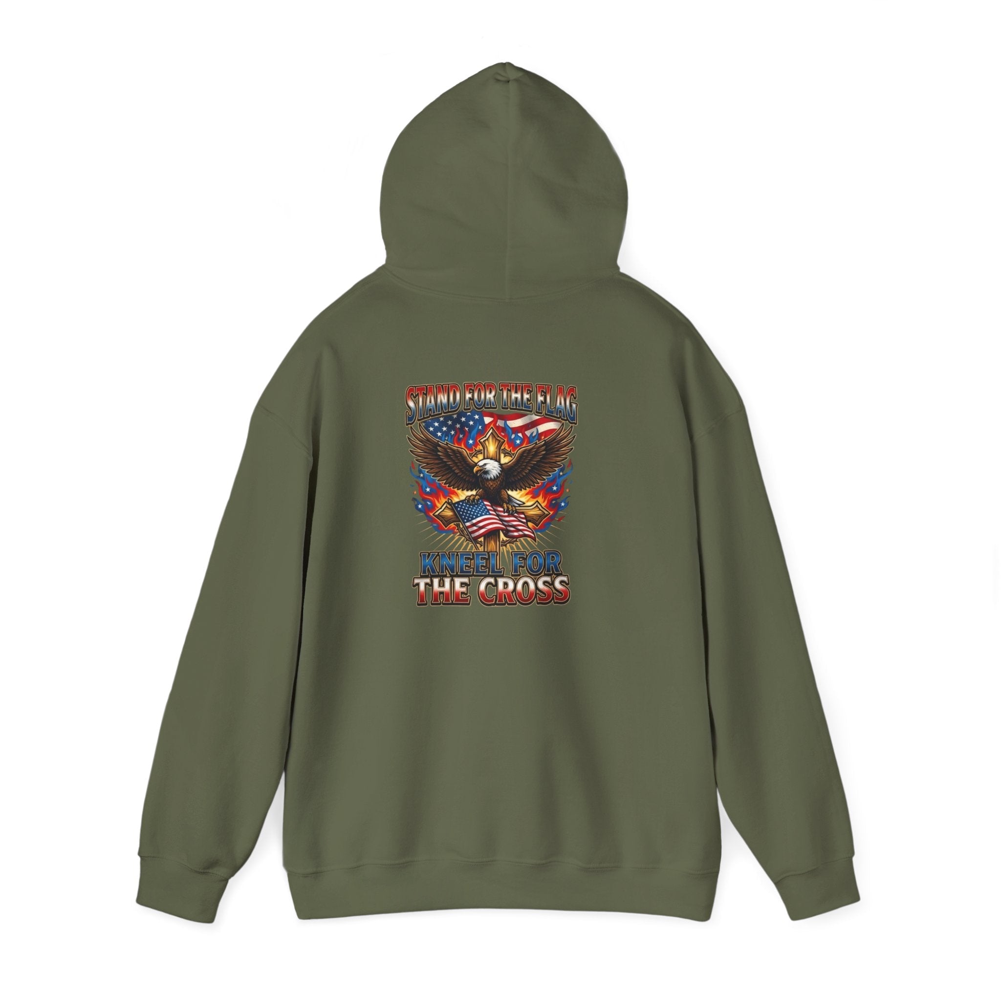 Stand for the Flag Kneel for the Cross Hoodie | Patriotic Eagle Hoodie Printify