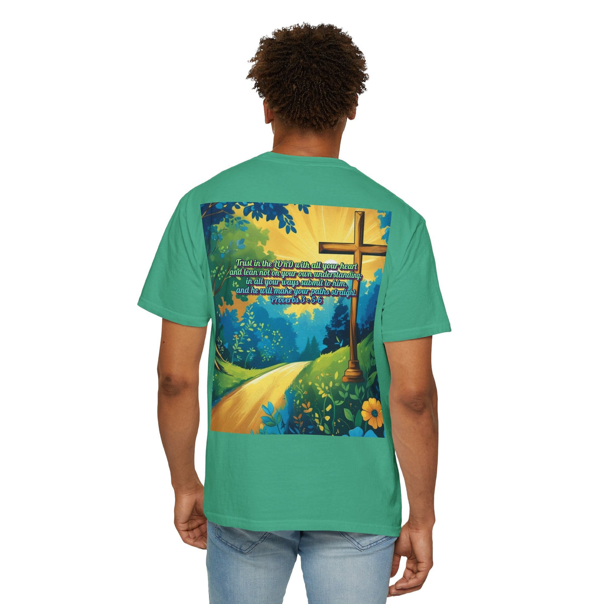 Trust in The Lord Proverbs 3:5-6 Biblical Design Unisex Garment-Dyed T-shirt Printify
