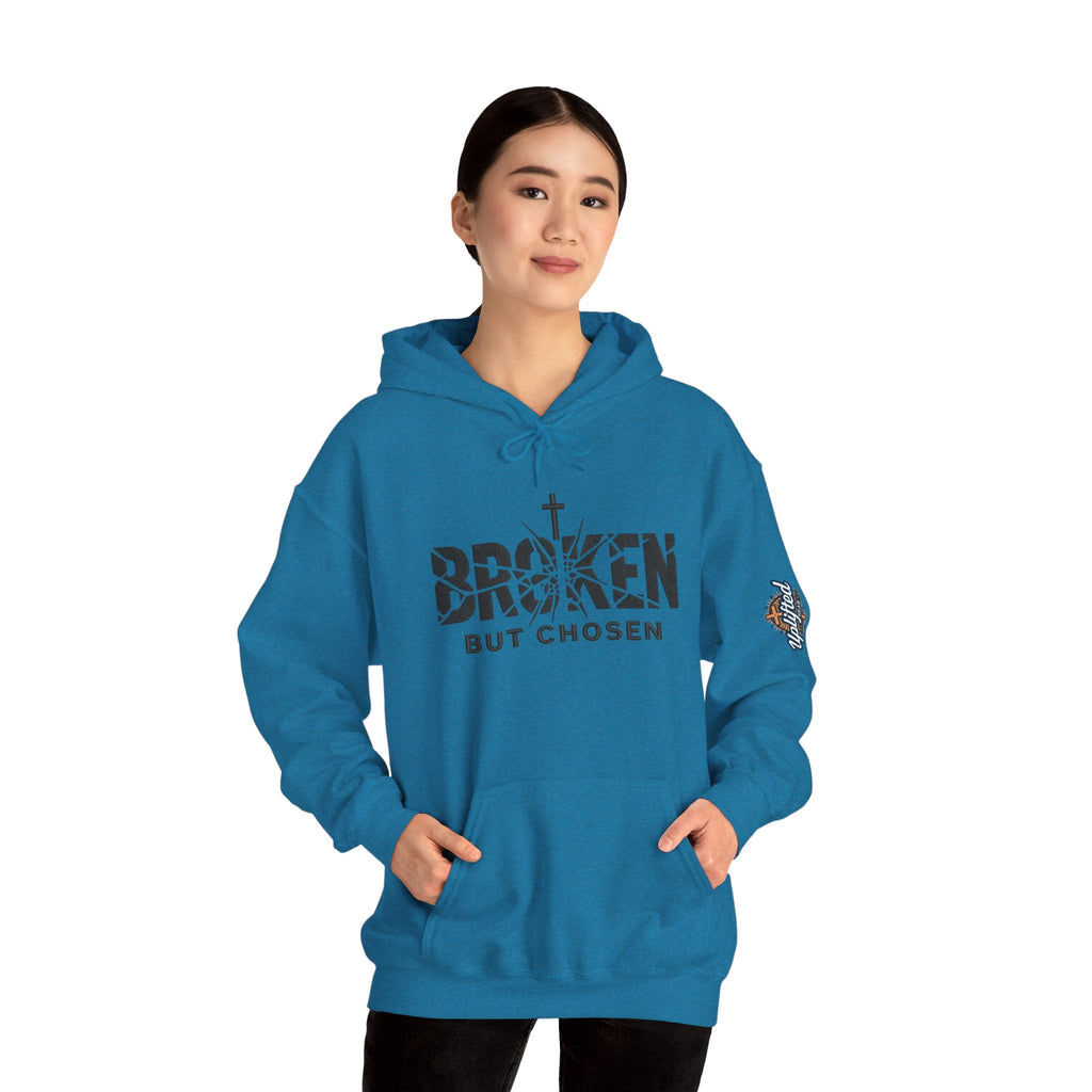 Broken But Chosen Hoodie — Christian Faith Graphic Sweatshirt Printify