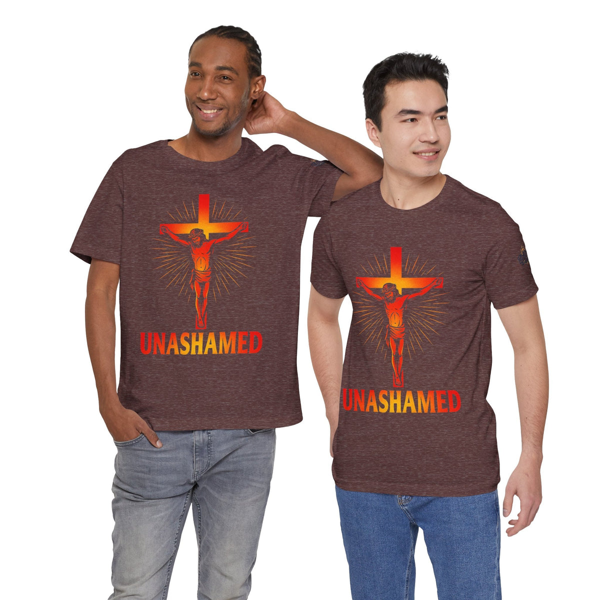 Unashamed T-shirt – Romans 1:16 Crucifixion Christian t-shirt for Bold Unwavering Faith Printify