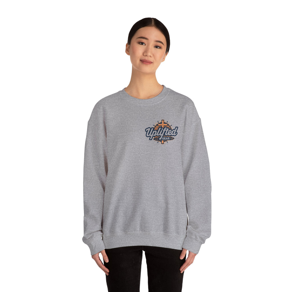 ✨ Chosen. Loved. Redeemed. – Elegant Christian Sweatshirt | Gold Foil Faith Tee | Subtle Cross & Heart Design | Inspirational Bible Verse Apparel by Uplifted Gear Printify