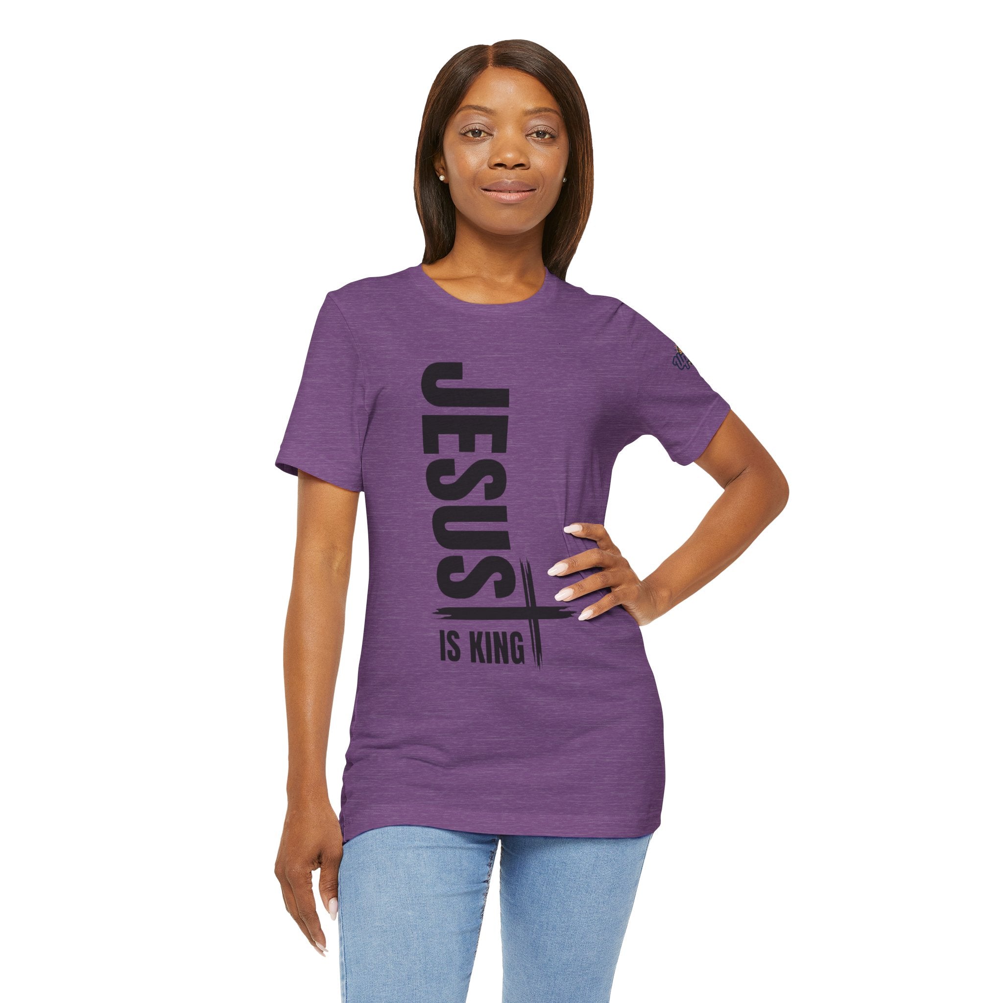 Jesus Is King T-shirt | Modern Typographic Cross Christian T-shirt Printify