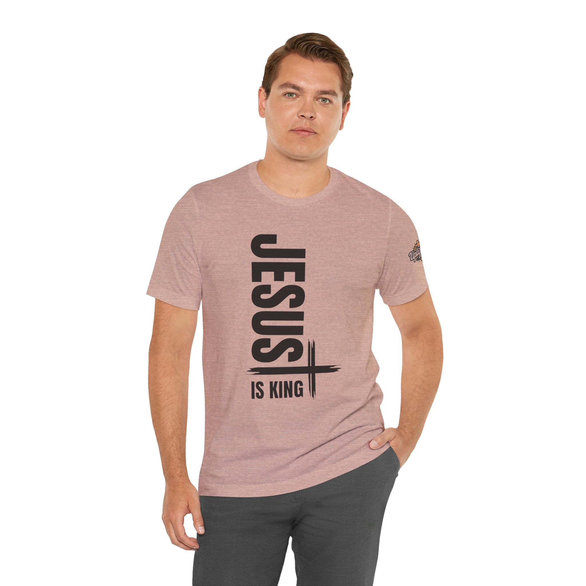 Jesus Is King T-shirt | Modern Typographic Cross Christian T-shirt Printify