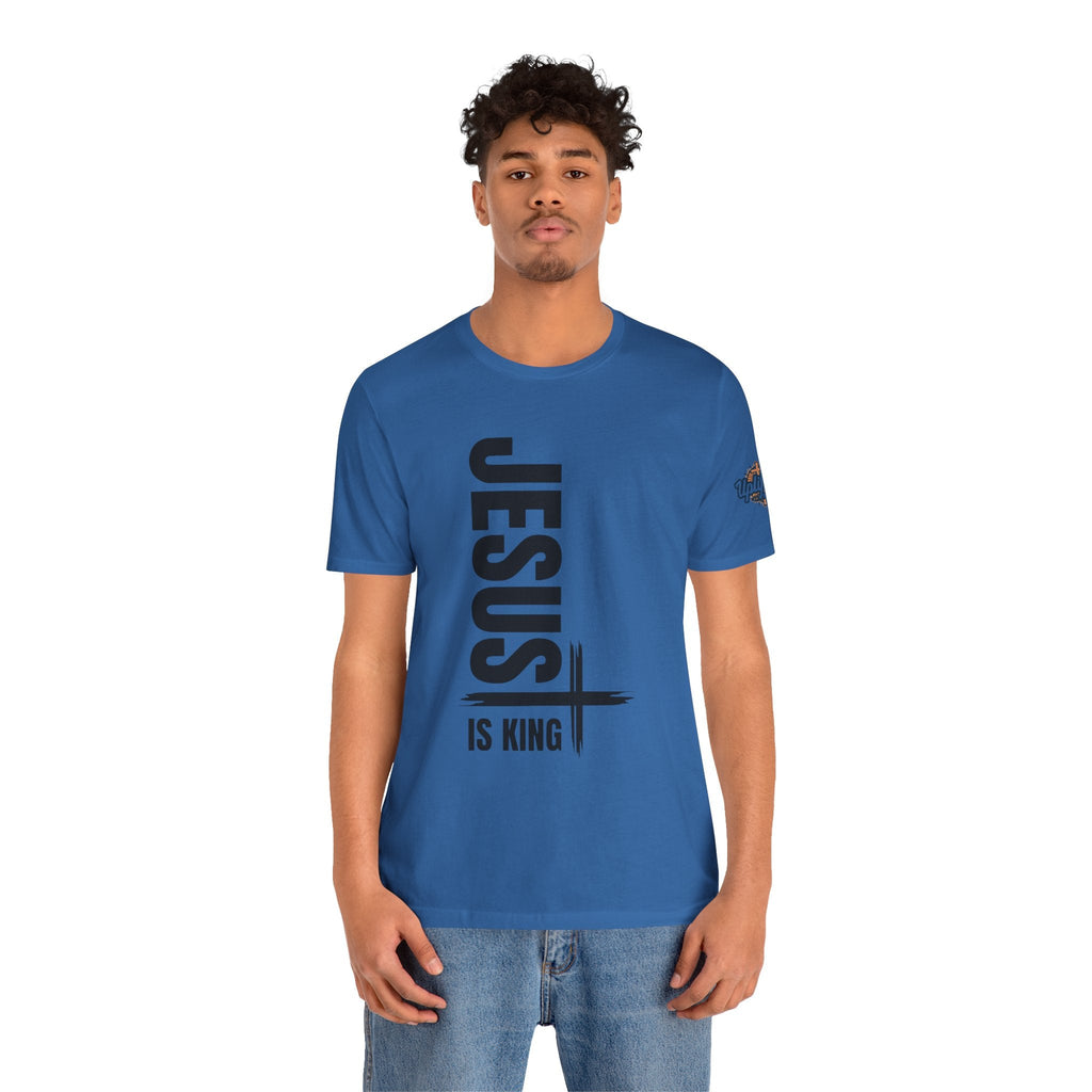 Jesus Is King T-shirt | Modern Typographic Cross Christian T-shirt Printify