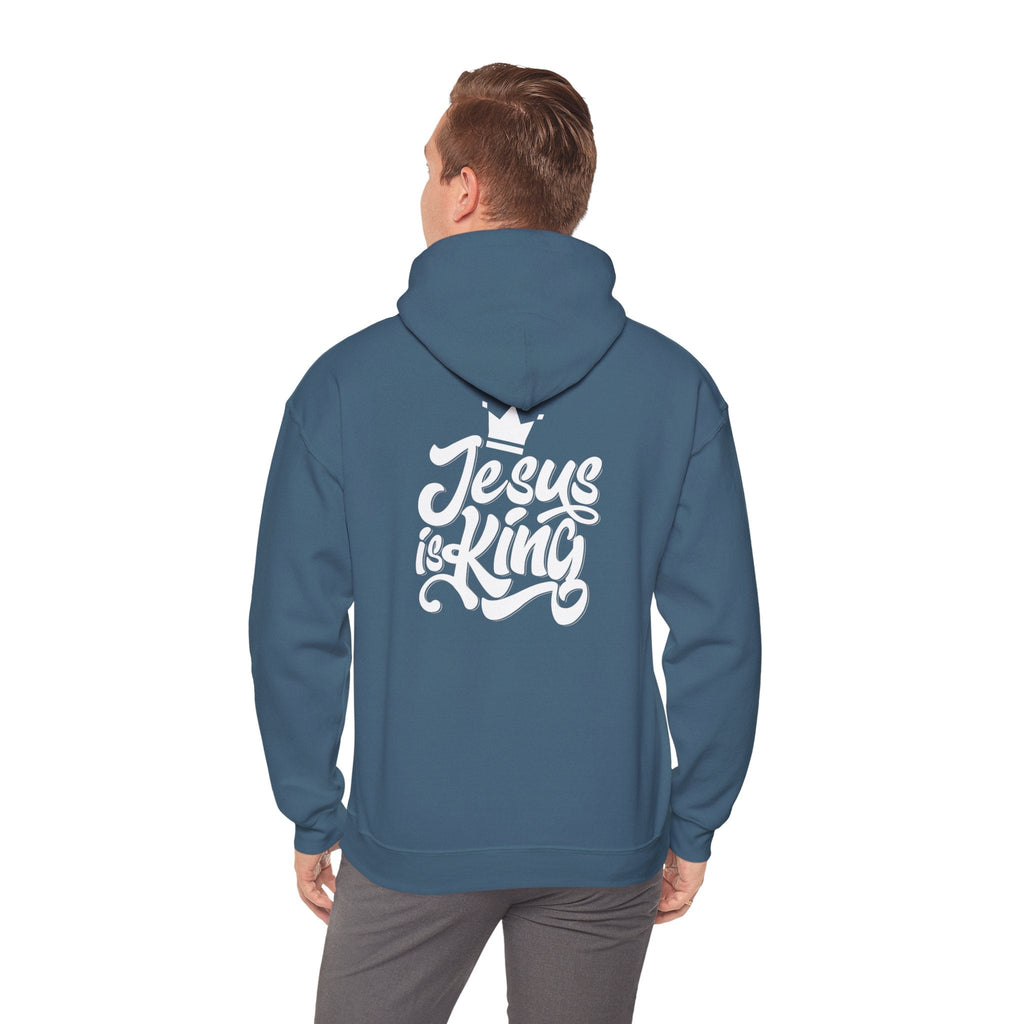 Jesus is King Hoodie – Bold Crown & Cross Christian Sweatshirt for Eternal Reign & Cozy Faith Printify