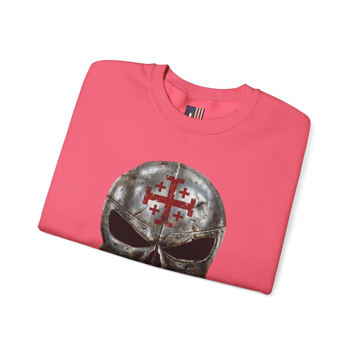 Crusader Knight Christian Skull Sweatshirt - Warrior Armor of God Sweatshirt Printify