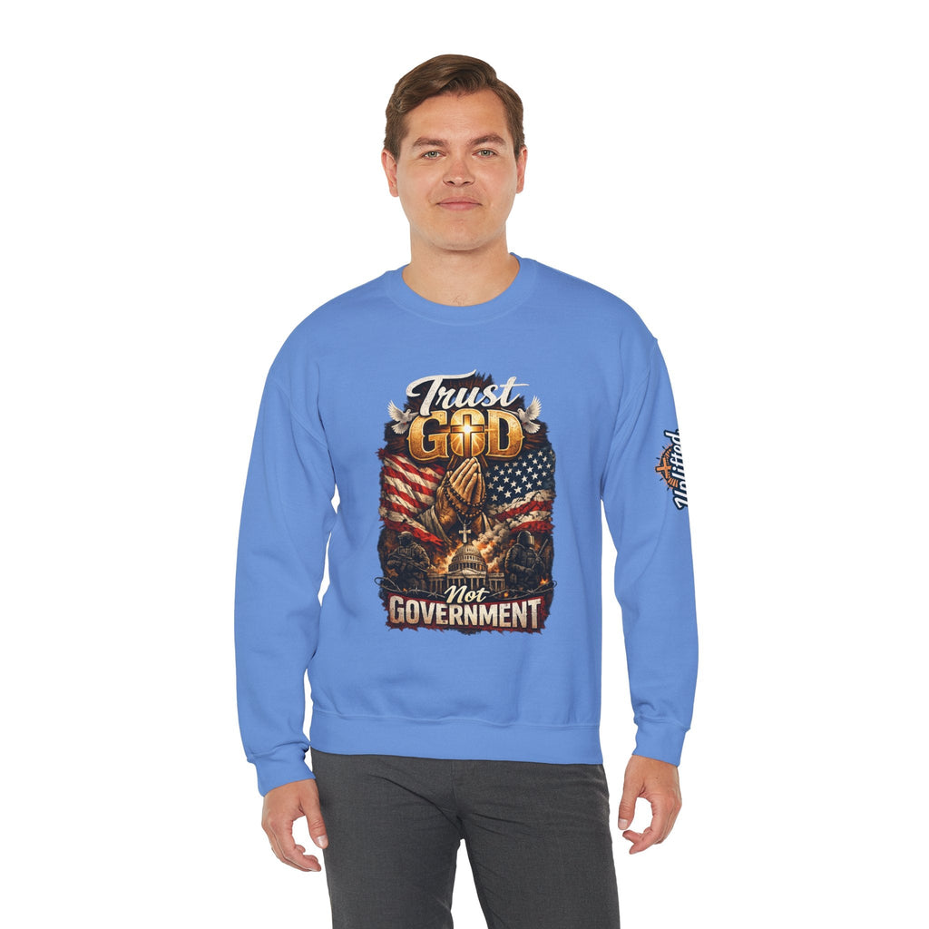 Trust God Not Government Sweatshirt — Vintage Patriotic Christian Sweatshirt Printify