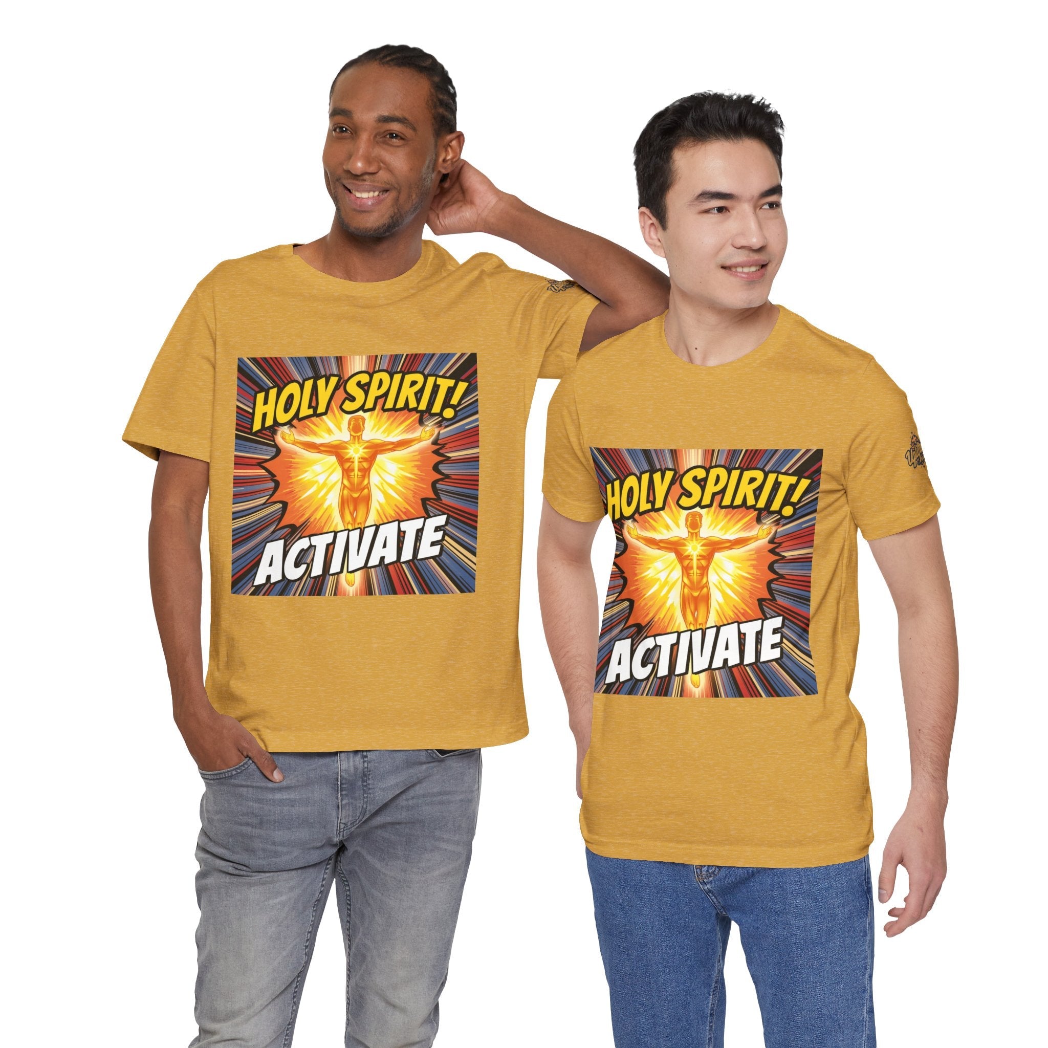 Holy Spirit Activate T-shirt – Superhero Christian T-shirt with Vibrant Power-Up Design for Faith-Fueled Boldness Printify