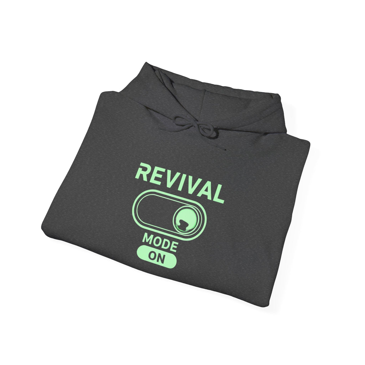 🔥 Revival Mode: ON – Christian Techwear Hoodie | Glowing Green Faith Switch | Futuristic Jesus Shirt | Activate Your Spiritual Awakening | Uplifted Gear Printify