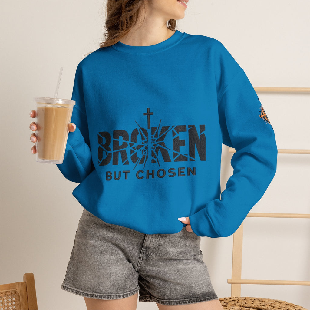 Broken But Chosen Crewneck Sweatshirt Printify