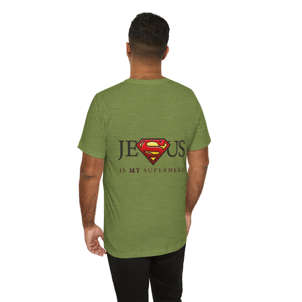 Jesus Is My Superhero T-Shirt — Faith-Based Superman-Inspired Tee Printify