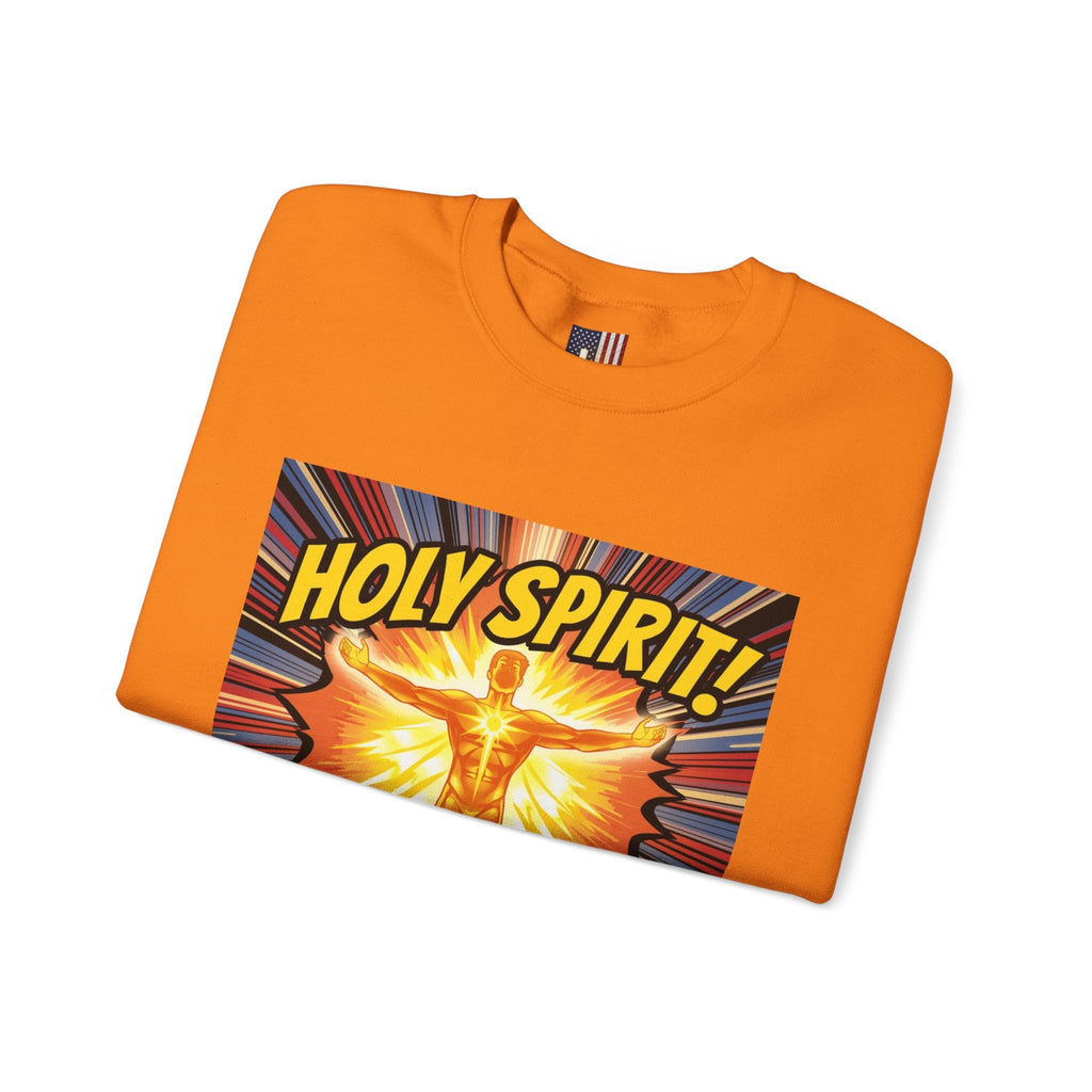 Holy Spirit Activate Sweatshirt – Superhero Christian Sweatshirt with Vibrant Power-Up Design for Faith-Fueled Boldness Printify