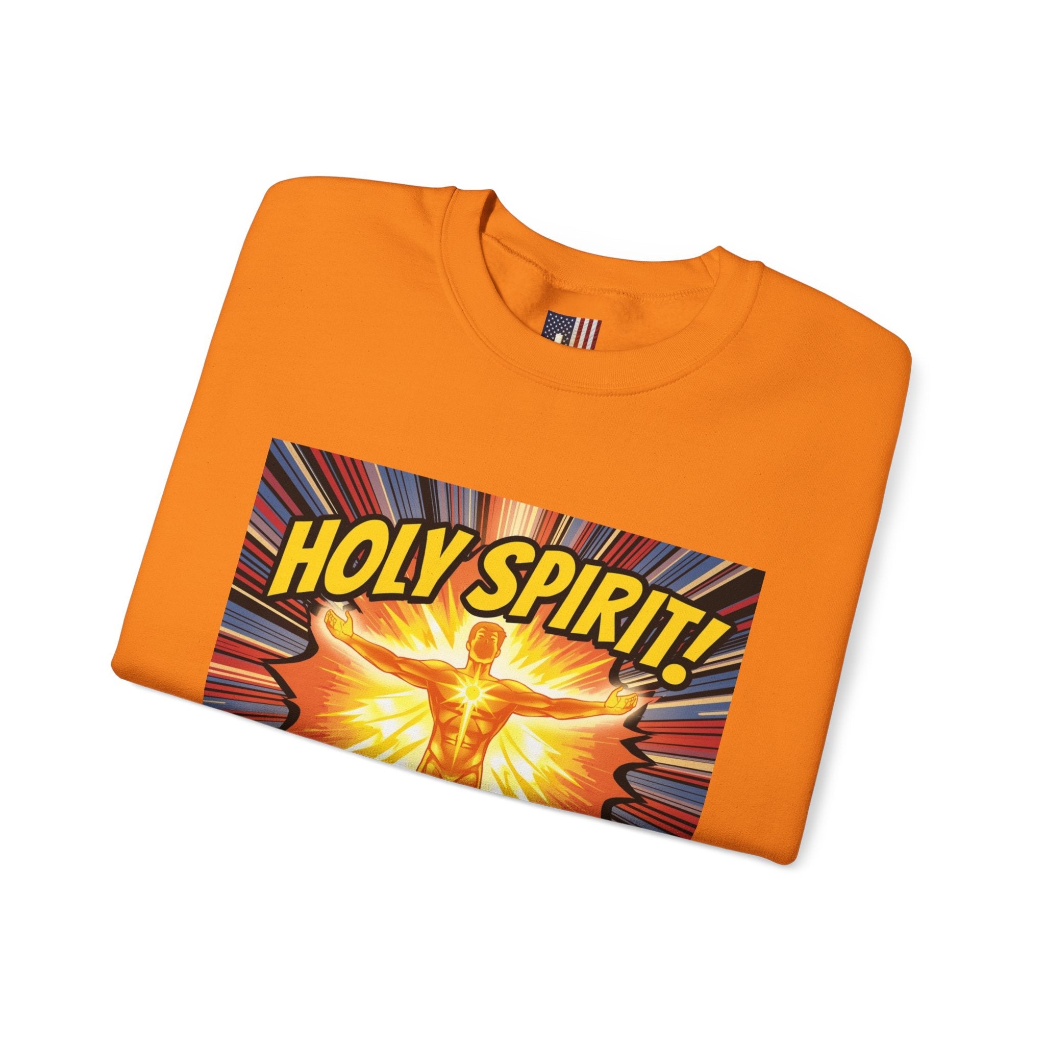 Holy Spirit Activate Sweatshirt – Superhero Christian Sweatshirt with Vibrant Power-Up Design for Faith-Fueled Boldness Printify
