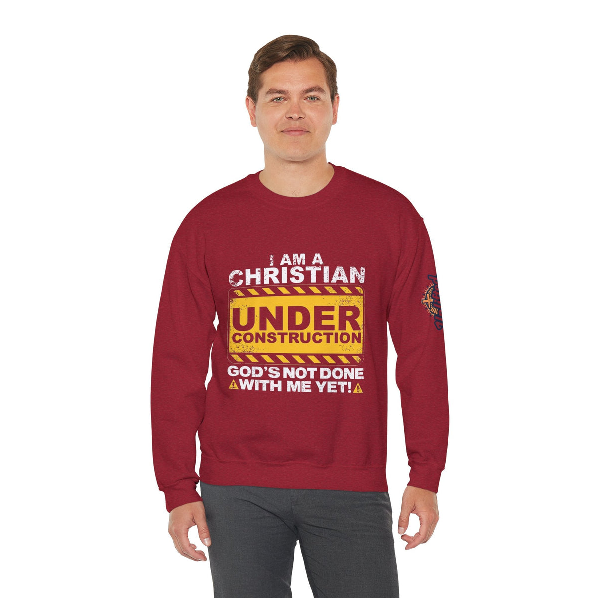 Christian Under Construction Sweatshirt | God Is Not Done With Me Yet Sweatshirt Printify