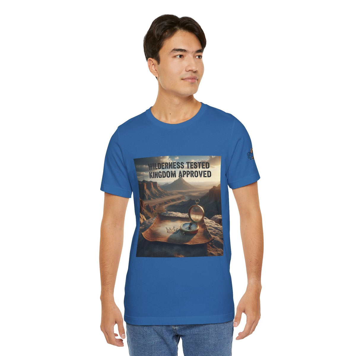 Wilderness Tested Kingdom Approved T-shirt – Mountain Desert Compass Crown Christian T-shirt for Biblical Adventure Faith Printify