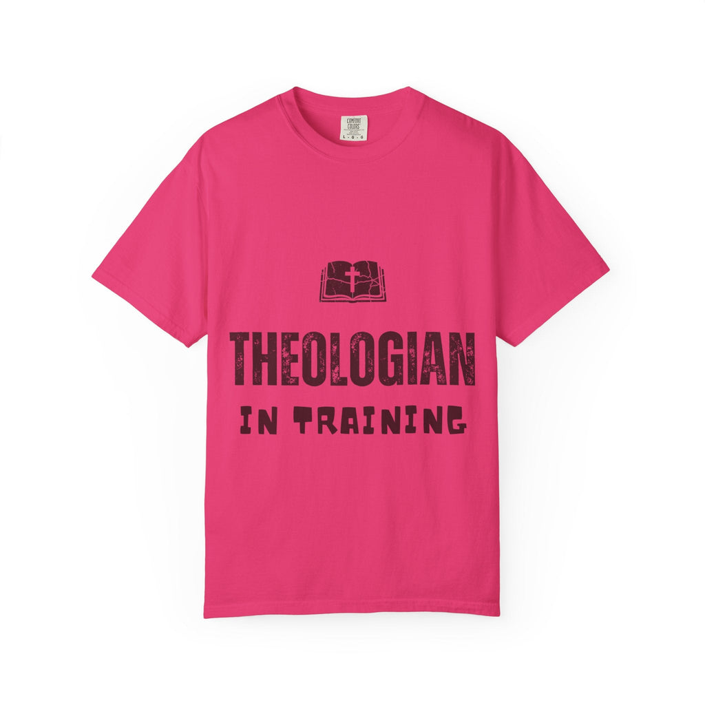 Theologian in Training T-Shirt – Open Bible & Cross Christian Tee for Faithful Learners Printify