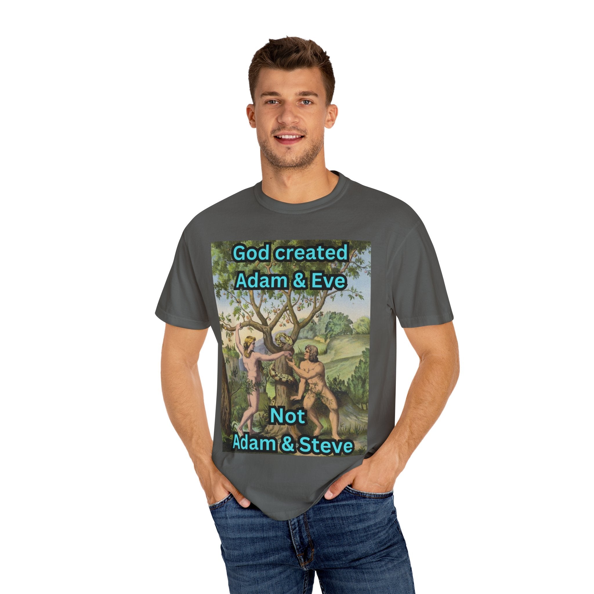 God Created Adam and Eve T-Shirt – Biblical Truth Christian Tee for Bold Faith Printify
