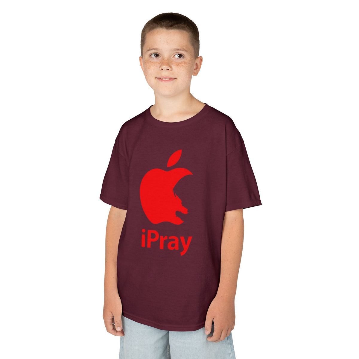 Kids Graphic Tee — Red iPray Logo Prayer Shirt for Children Printify