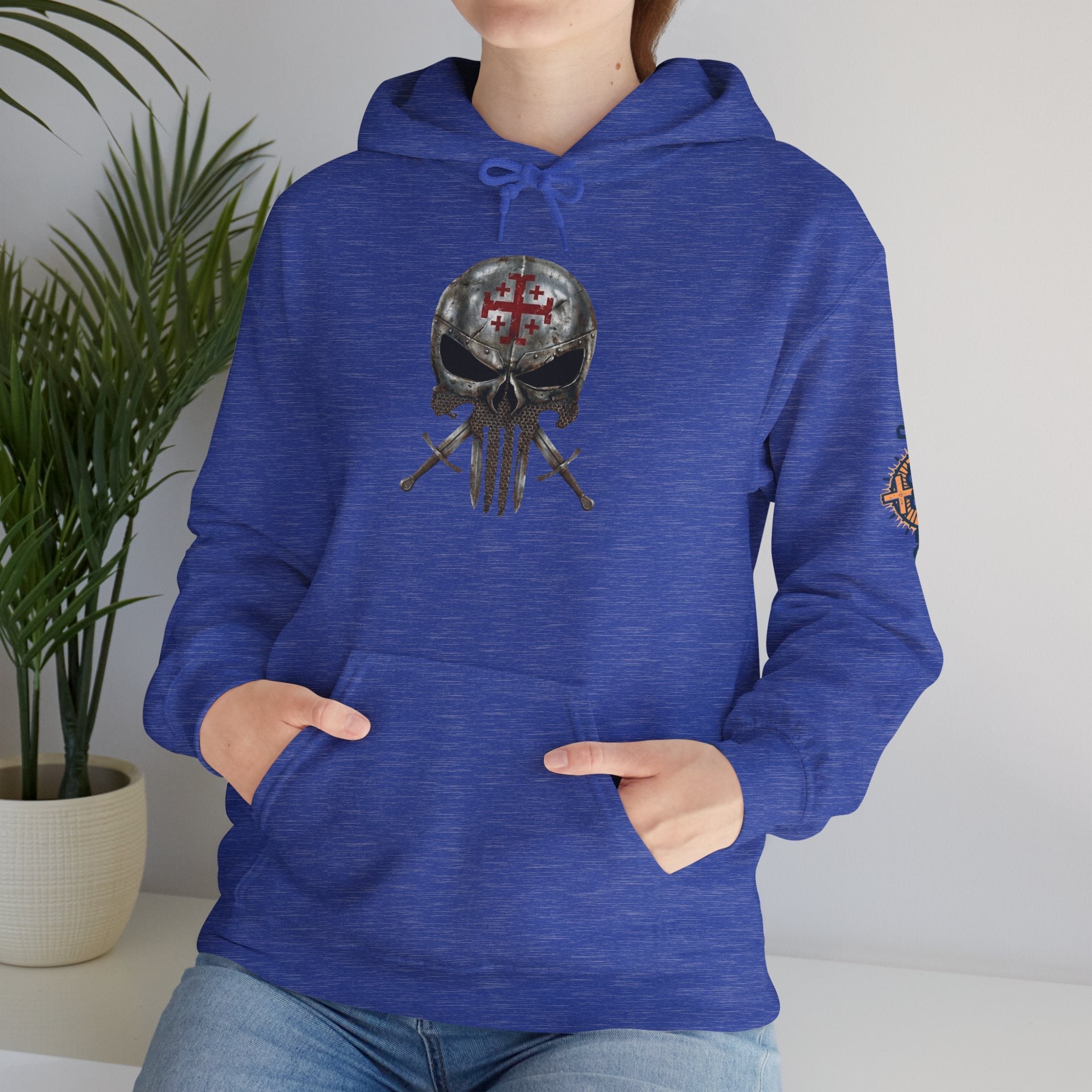 Crusader Knight Christian Skull Hoodie - Warrior Armor of God Hoodie Printify