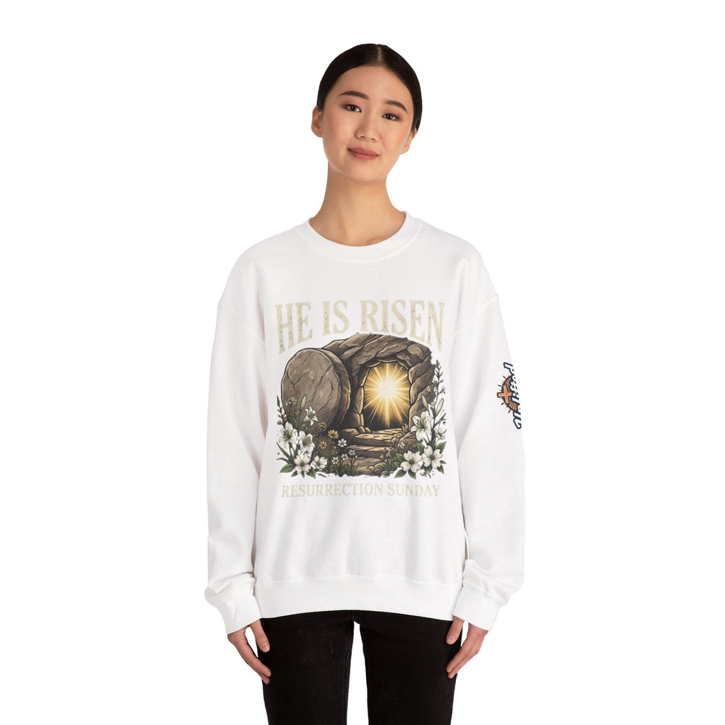 He Is Risen Sweatshirt — Jesus Christ Resurrection Easter Sweatshirt Printify